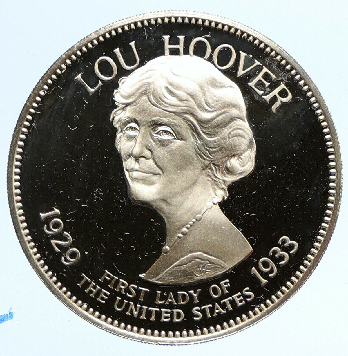 1972 FM US USA White House FIRST LADY Lou Hoover OLD PROOF Silver Medal i95831