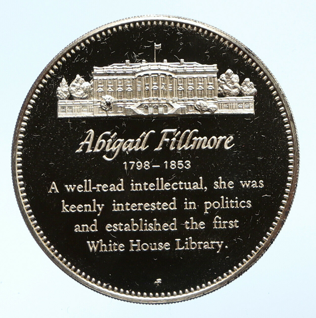 1972 FM US USA White House FIRST LADY Abigail Fillmore PROOF Silver Medal i95813