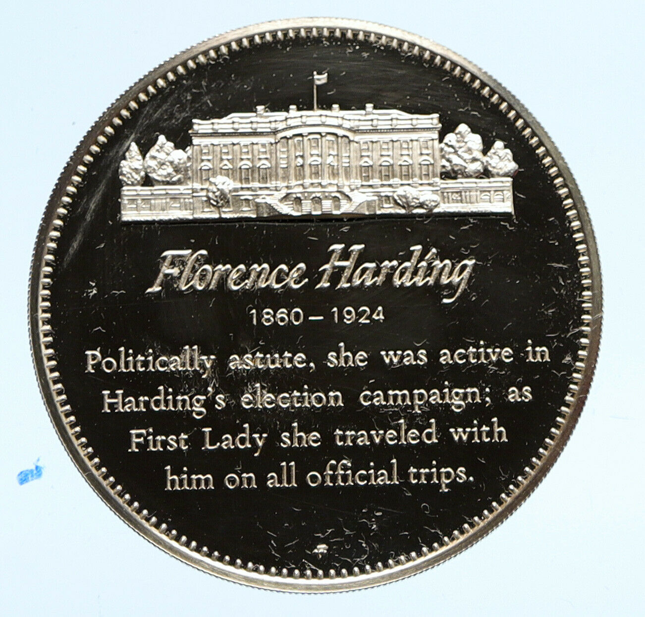 1972 FM US USA White House FIRST LADY Florence Harding PROOF Silver Medal i95835