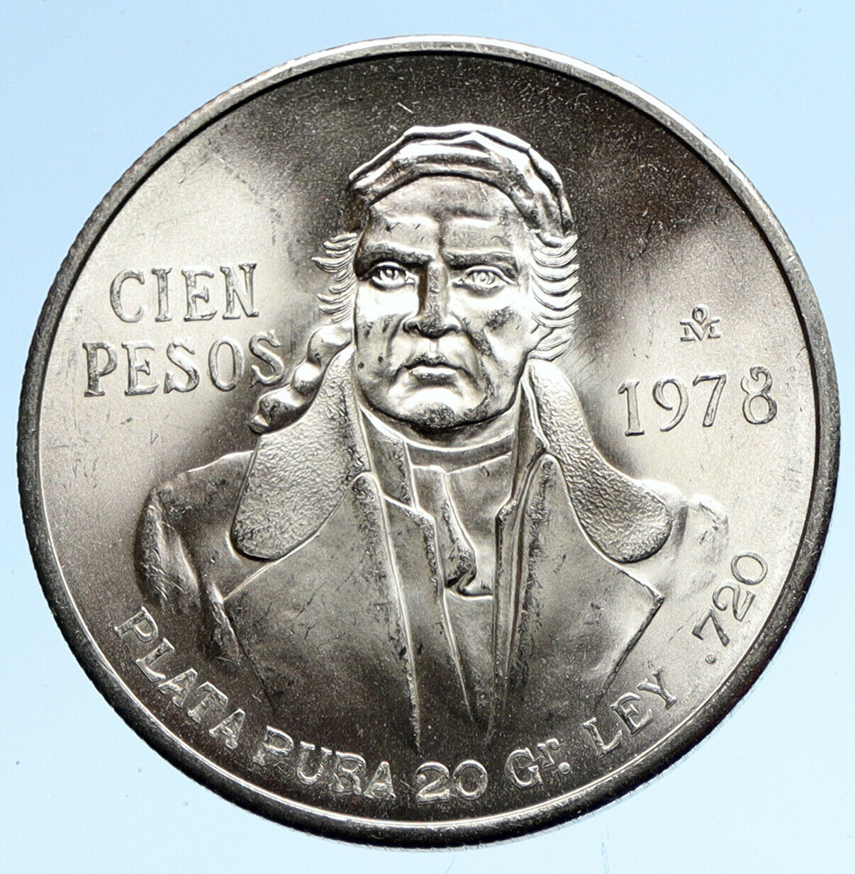 1978 Mexican Independence HERO Jose Maria Morelos Silver 100 Peso Coin i95706