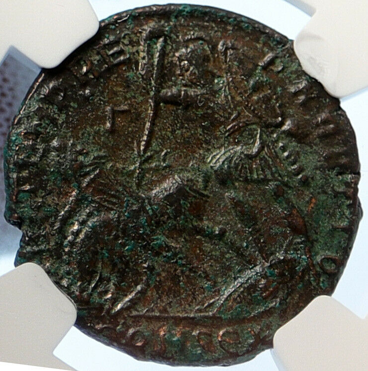 CONSTANTIUS II 348-51 AD Constantinople Roman Coin CHRISTIAN CHI-RHO NGC i95646