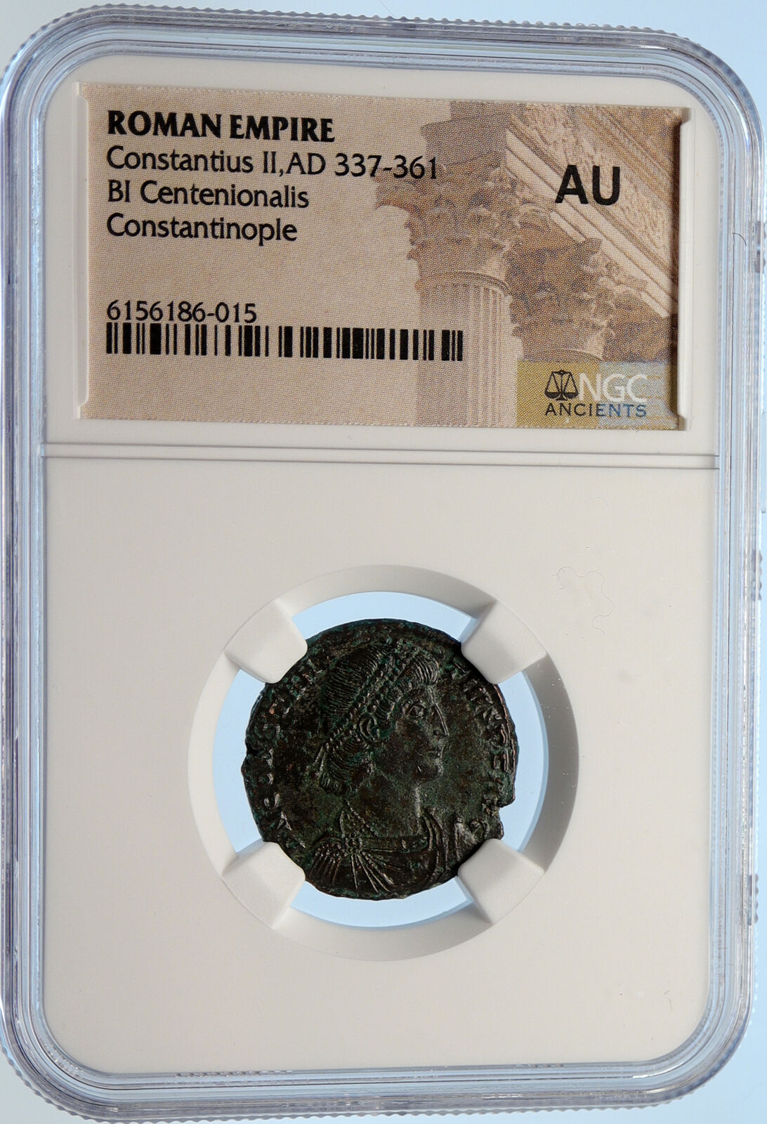 CONSTANTIUS II 348-51 AD Constantinople Roman Coin CHRISTIAN CHI-RHO NGC i95646