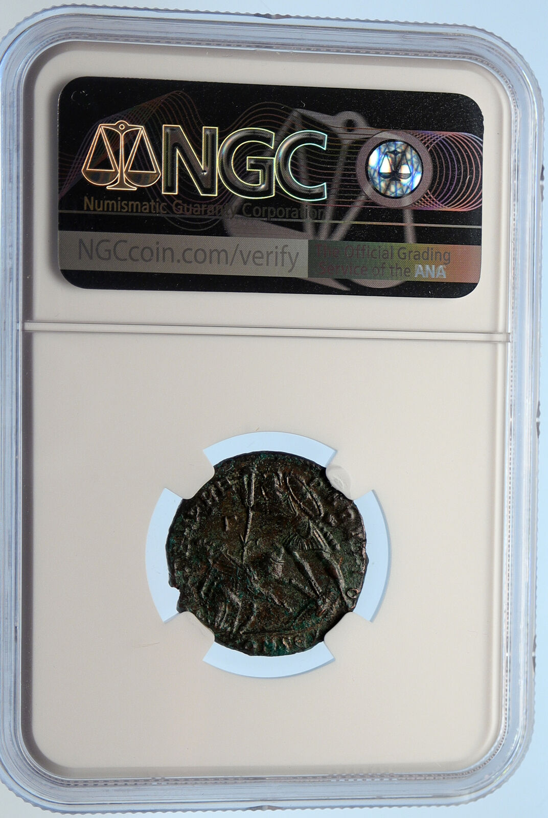 CONSTANTIUS II 348-51 AD Constantinople Roman Coin CHRISTIAN CHI-RHO NGC i95646