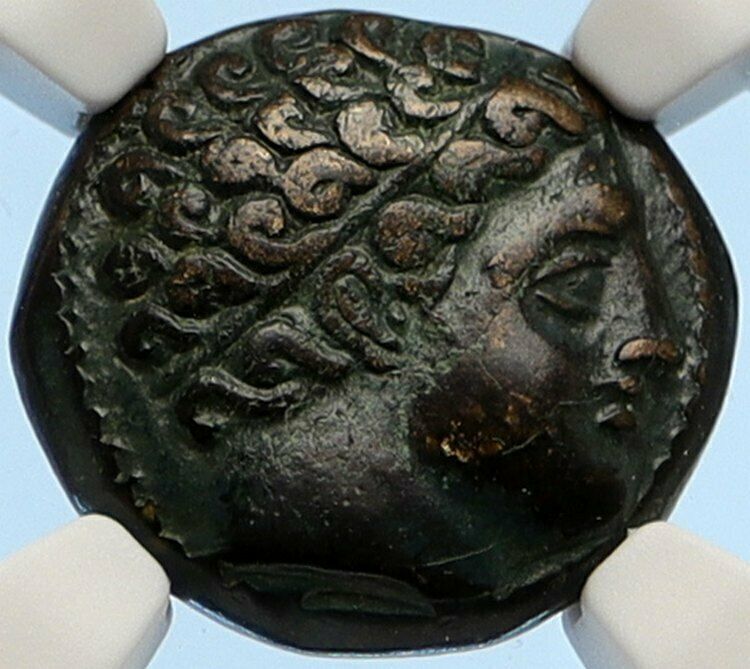 MACEDONIA of Philip II Ancient OLD Greek Coin Apollo OLYMPIC Horse NGC i95641