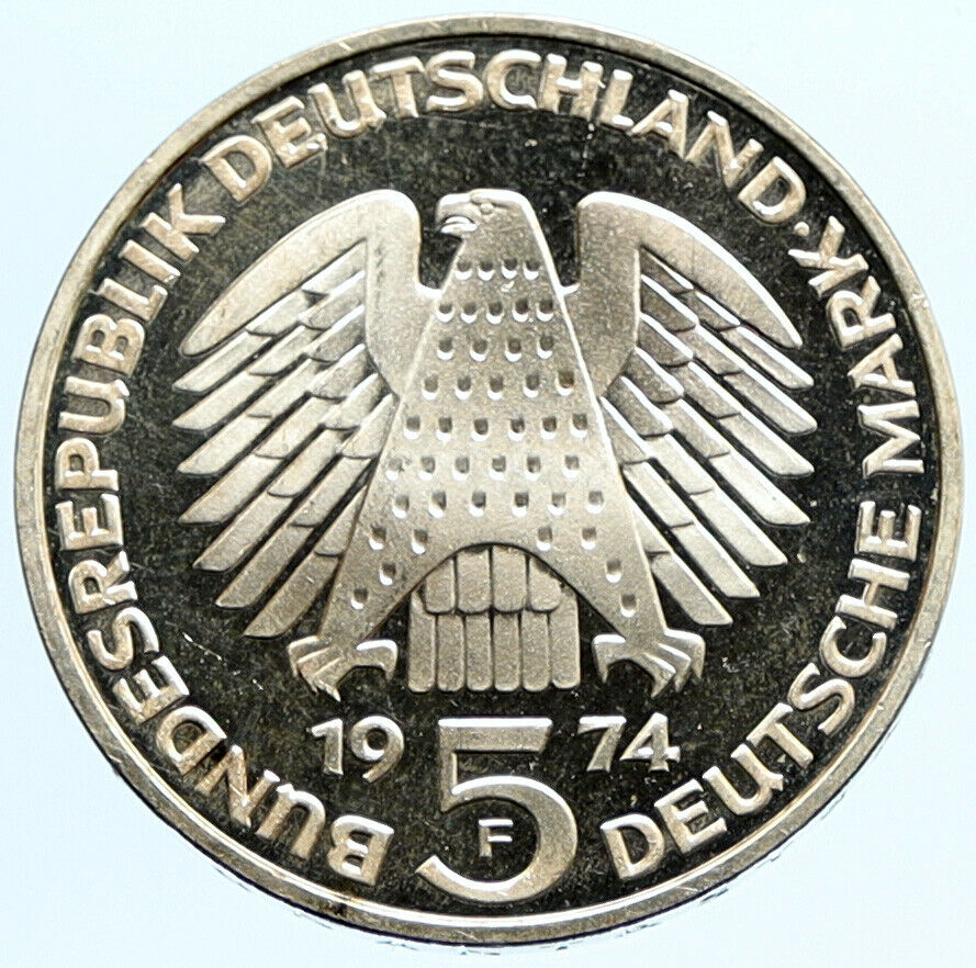 1974 F GERMANY 25 Years Federal Constitution Law OLD Proof Silver 5 Mark i96818