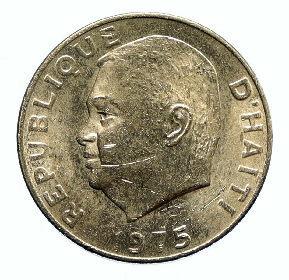 1975 HAITI Jean Claud Duvalier VINTAGE OLD UN FAO Silver 50 Centimes Coin i96493