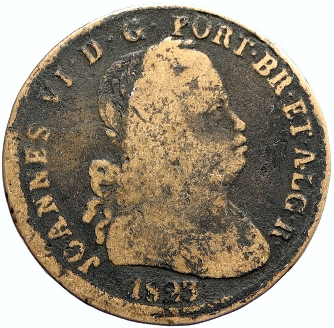 1823 PORTUGAL King Joao VI VINTAGE ANTIQUE OLD Pataco 40 Reis Coin i96647