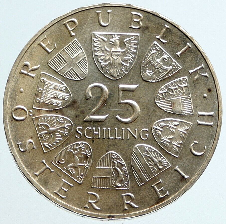 1965 AUSTRIA Vienna Tech School J J Prechtl PRF Silver 25 Schilling Coin i96643