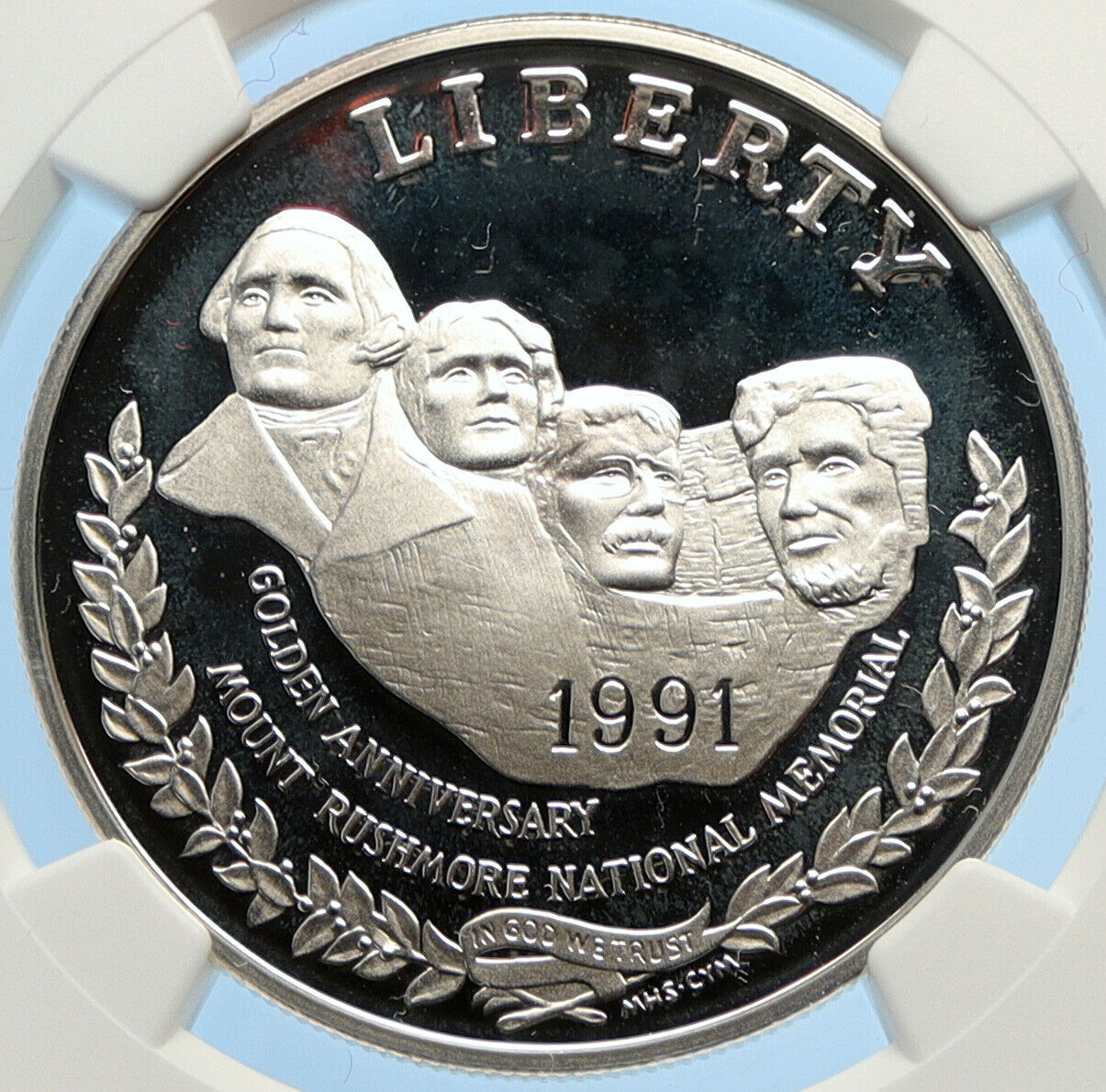 1991 S USA US Mount RUSHMORE Presidents OLD Proof Silver Dollar Coin NGC i97840