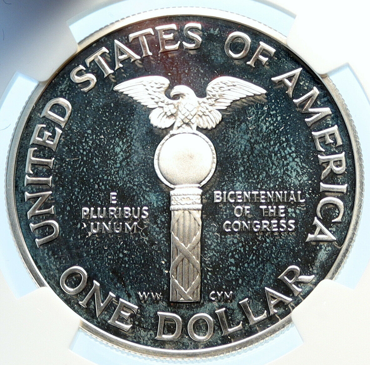 1989 S UNITED STATES USA Congress Bicentennial OLD SILVER Dollar Coin NGC i97841