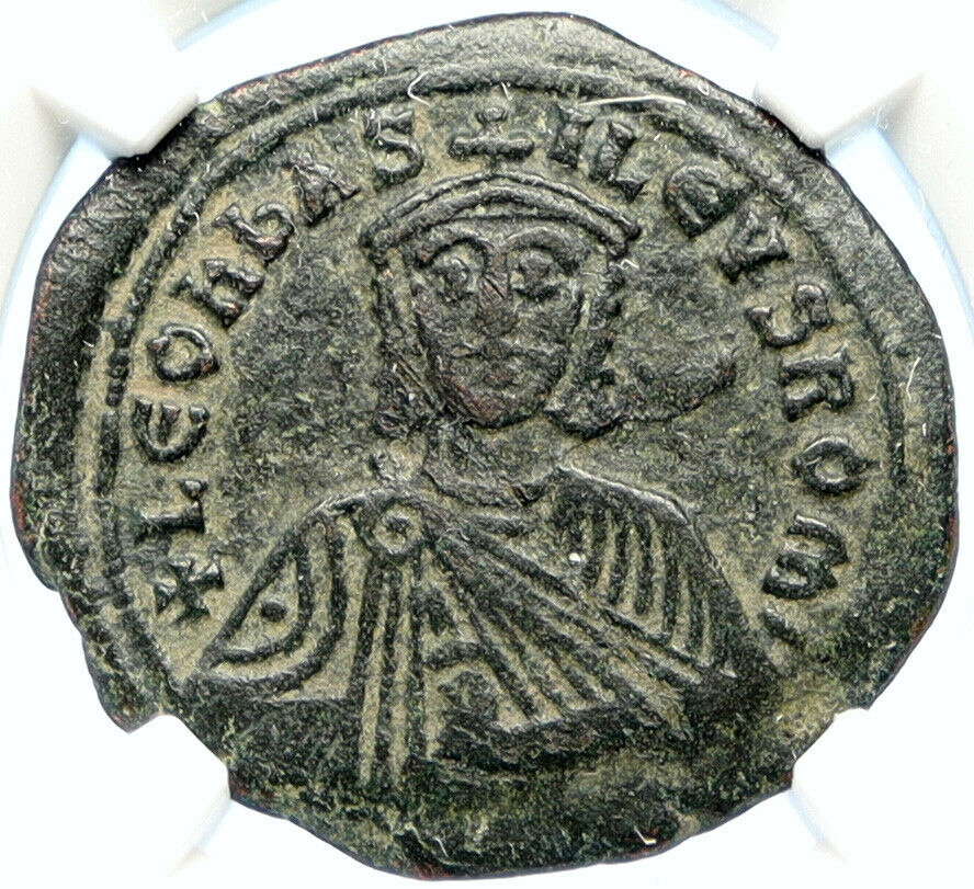 LEO VI the WISE 886AD Constantinople Follis Medieval Byzantine Coin NGC i94456