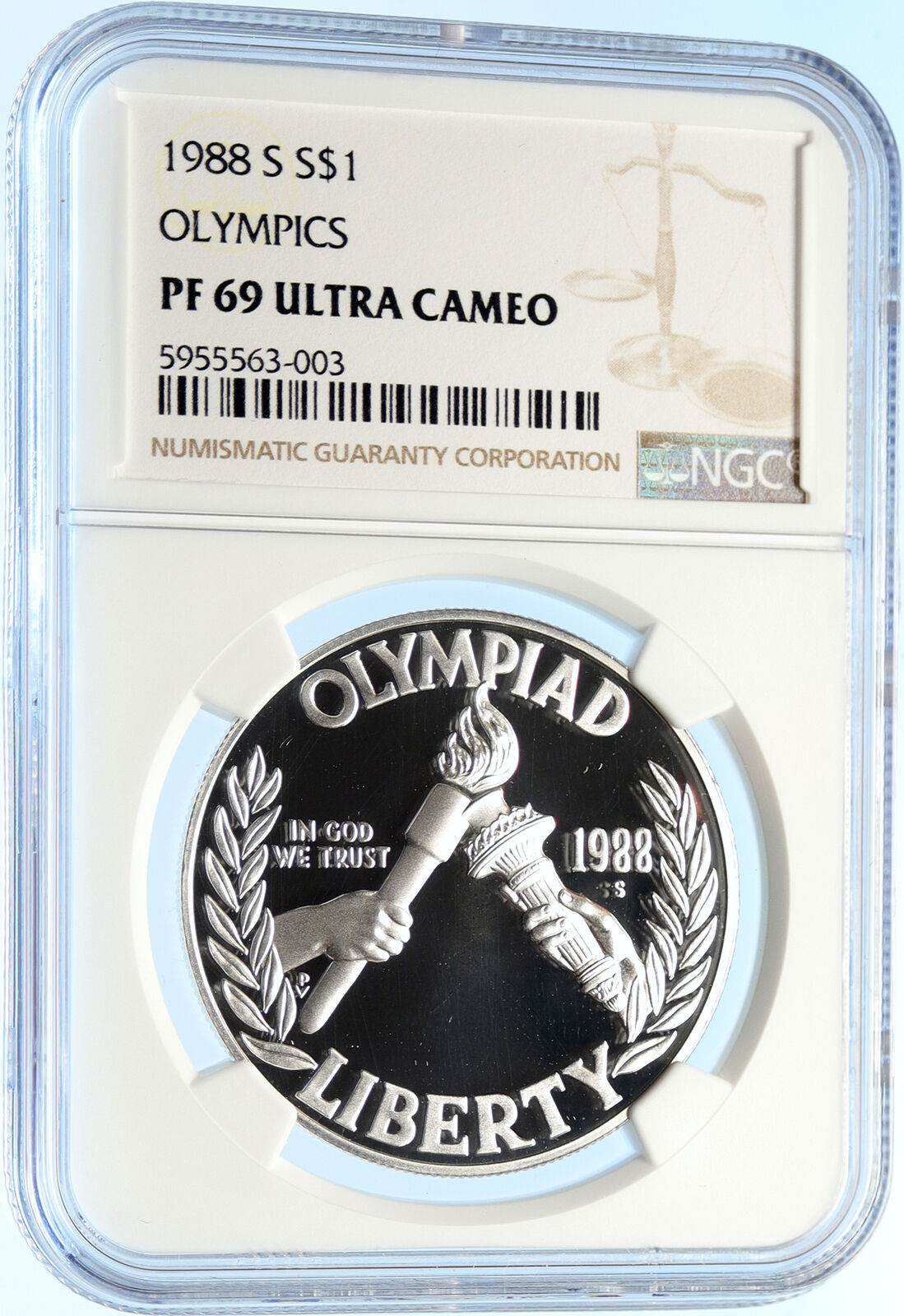 1988 S UNITED STATES US Olympics Seoul Korea Proof SILVER Dollar Coin NGC i97839