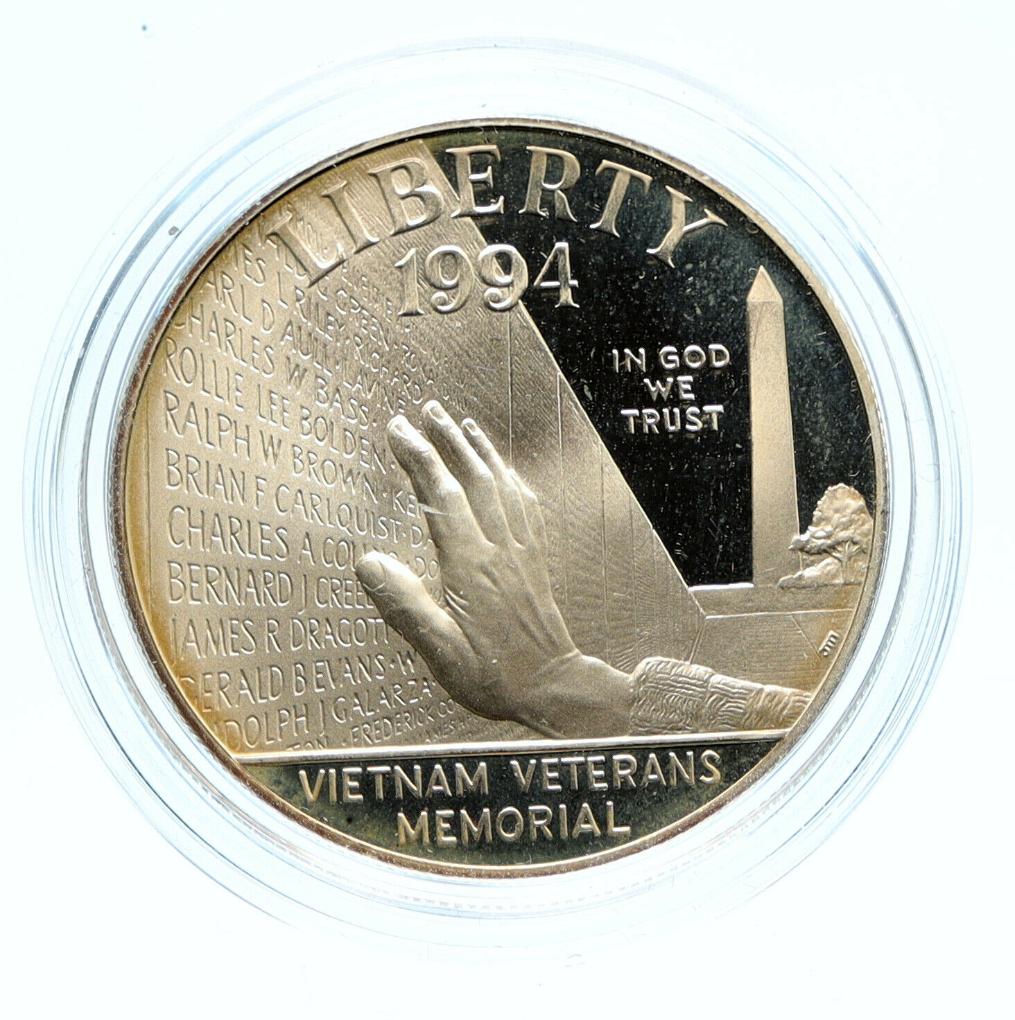 1994 P United States VIETNAM VETERANS MEMORIAL Proof Silver Dollar Coin i96392