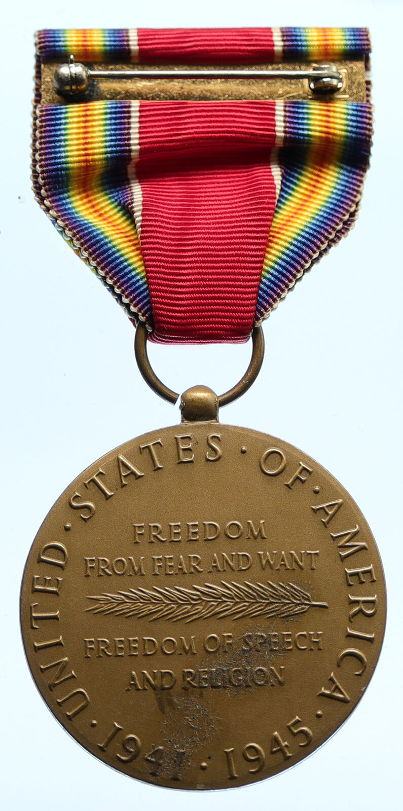 1945 UNITED STATES Freedom of Speech Religion WORLD WAR WWII Ribbon Medal i96397