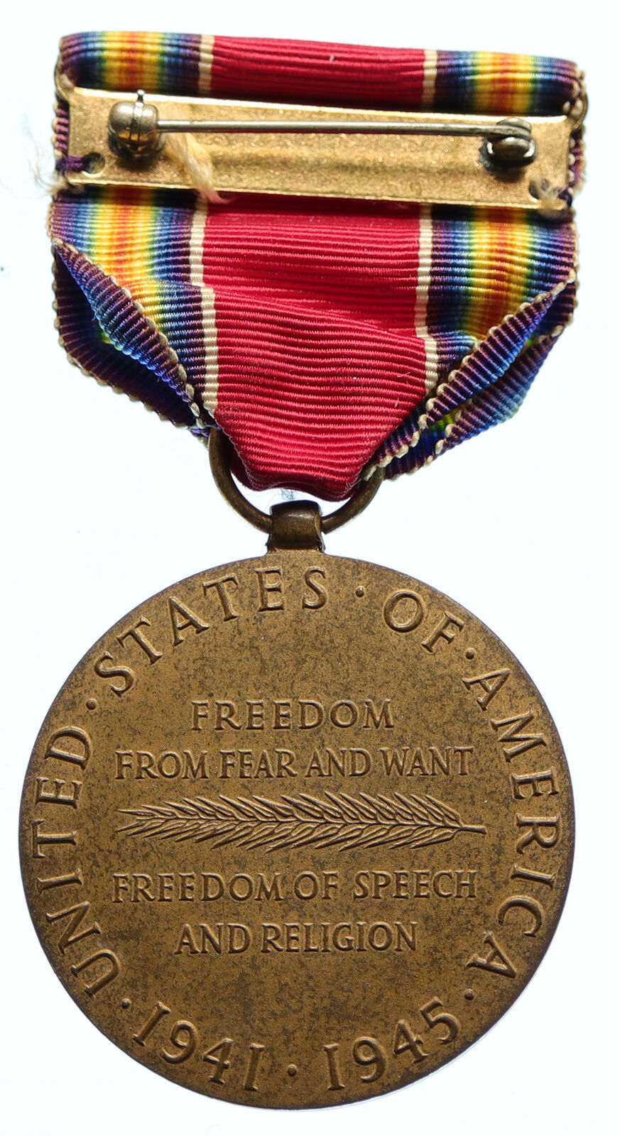 1945 UNITED STATES Freedom of Speech Religion WORLD WAR WWII Ribbon Medal i96394