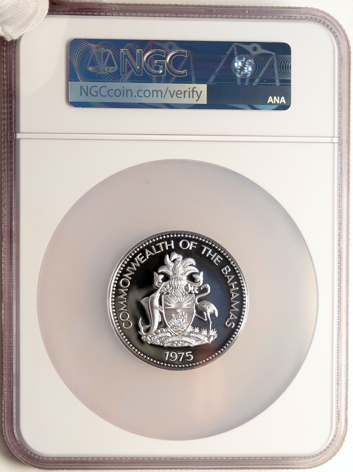 1975 The BAHAMAS Independence Flowers VINTAGE Proof Silver $10 Coin NGC i98547