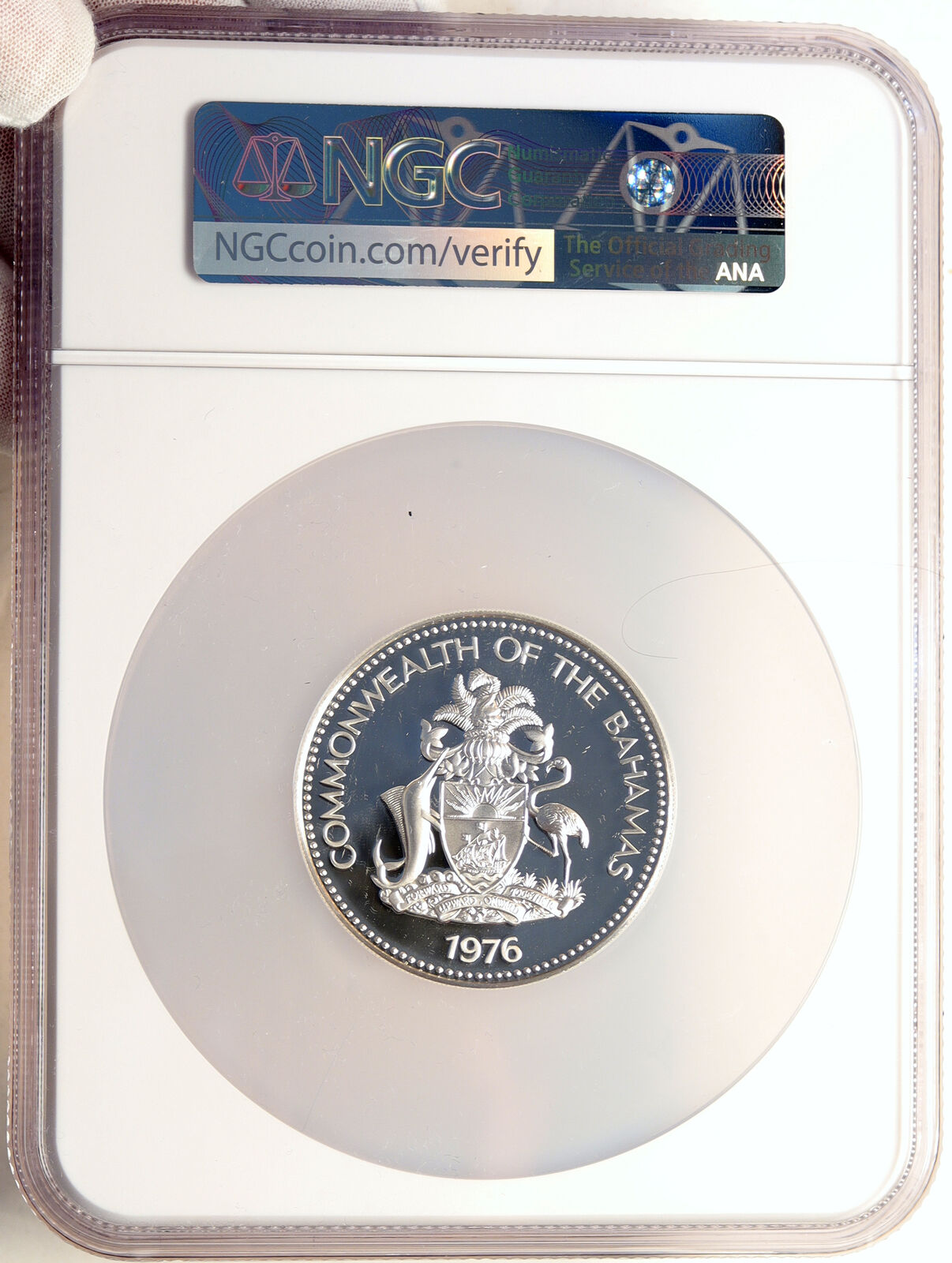 1976 The BAHAMAS Independence Flowers VINTAGE Proof Silver $10 Coin NGC i98546