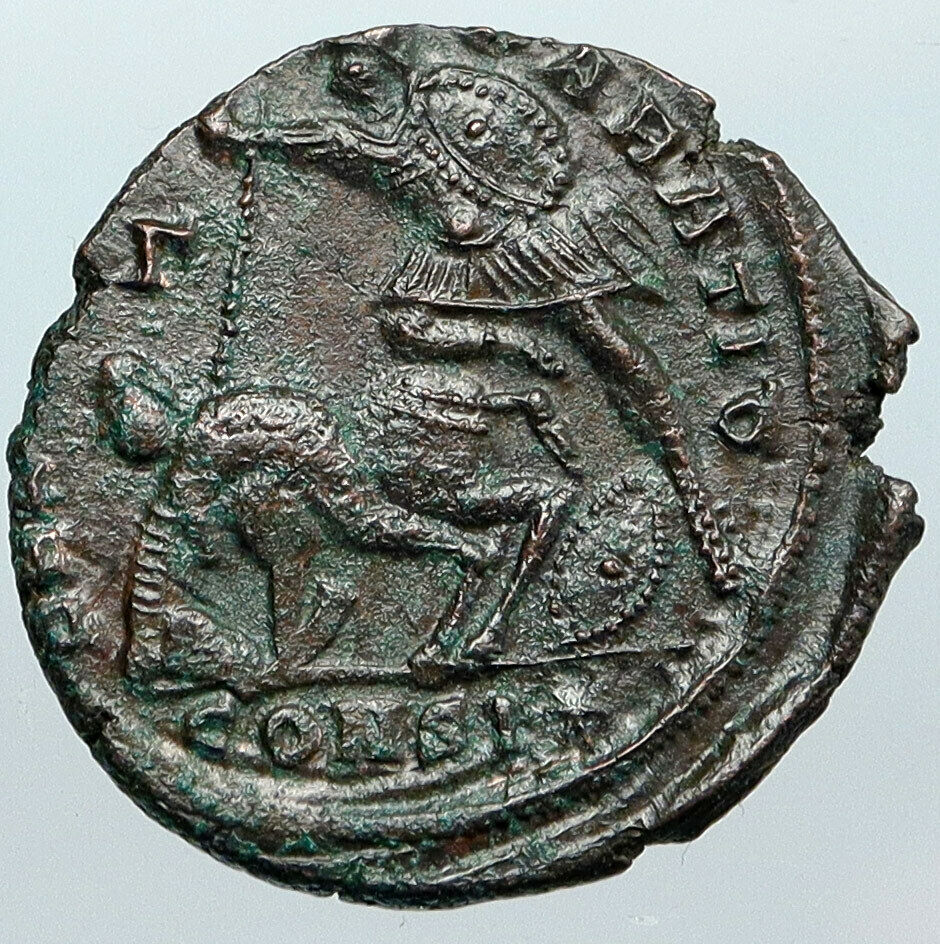 CONSTANTIUS II VINTAGE 348AD Antioch Ancient Roman Coin HORSEMAN SPEARED i88837