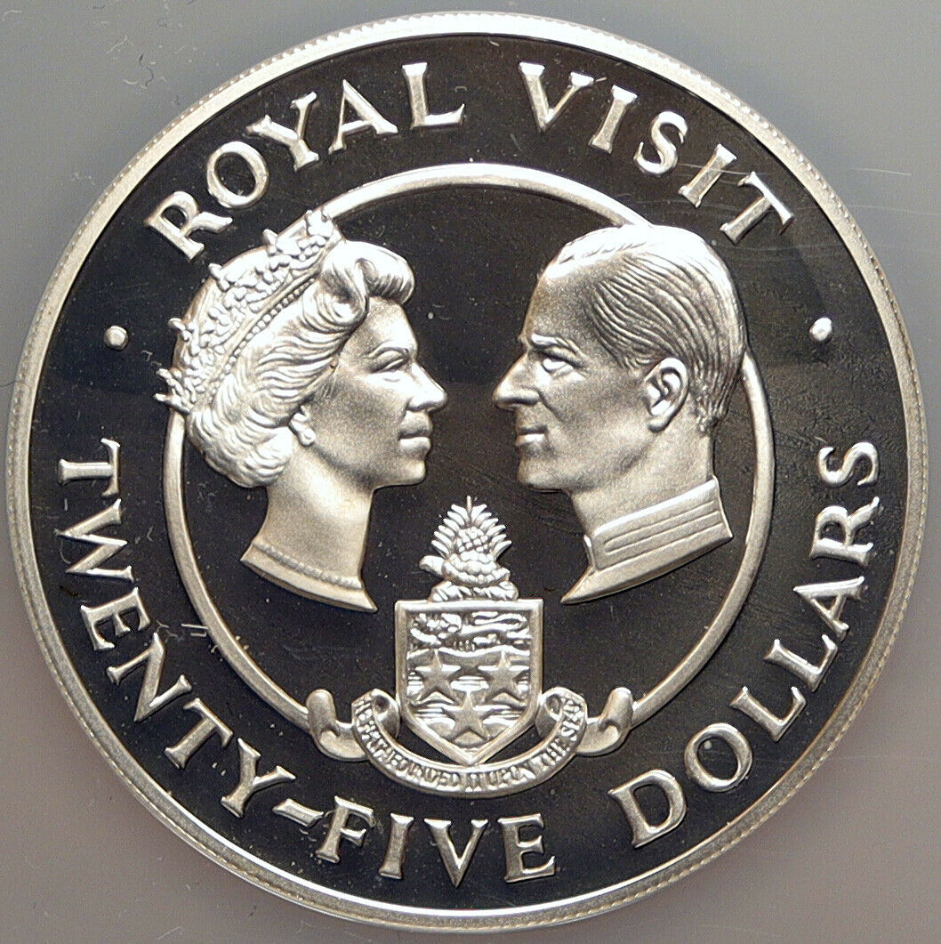 1983 CAYMAN ISLANDS Elizabeth II ROYAL VISIT Proof Silver $25 Coin NGC i98558