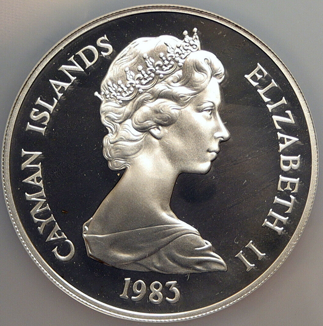 1983 CAYMAN ISLANDS Elizabeth II ROYAL VISIT Proof Silver $25 Coin NGC i98558