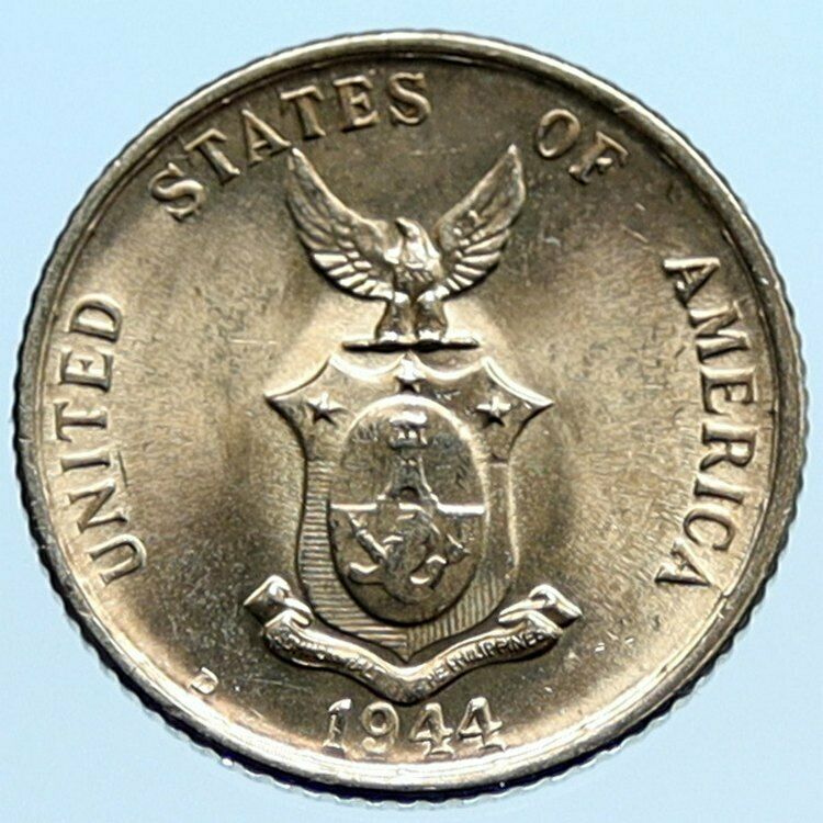 1944 D PHILIPPINES Under US Administration Eagle Silver 20 Centavos Coin i96586