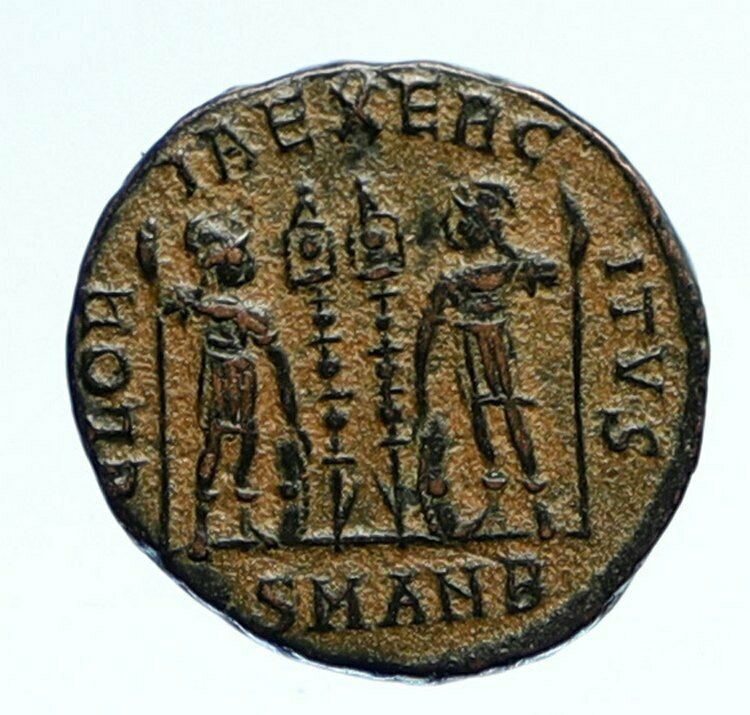 CONSTANTINE I the Great Authentic Ancient OLD Roman Coin SOLDIERS SPEARS i96403