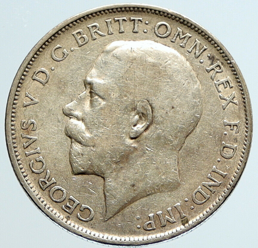 1918 GREAT BRITAIN UK United Kingdom King George V Big SILVER FLORIN Coin i96653