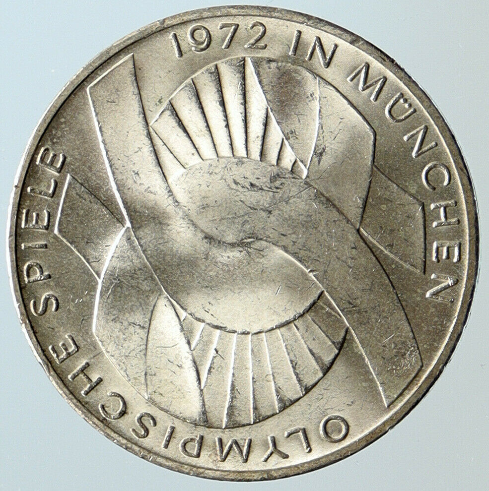 1972 D GERMANY Munich Summer Olympics Games Schleife PRF Silver 10 M Coin i96660