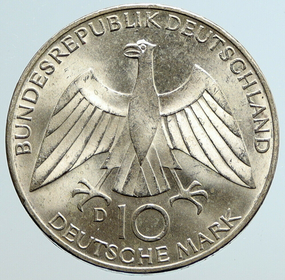 1972 D GERMANY Munich Summer Olympics Games Schleife PRF Silver 10 M Coin i96660