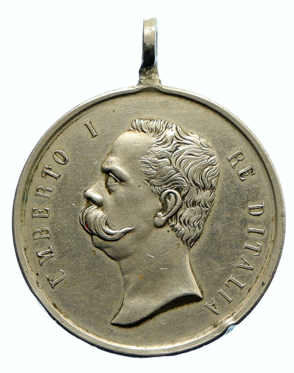 1880's ITALY King Umberto I VINTAGE Antique PREMIO Silver Italian Medal i96423