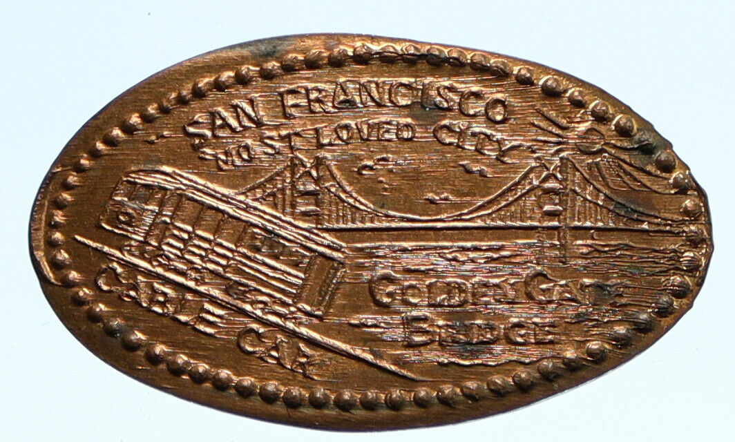 1930's United States SAN FRANCISCO Cable Car GOLDEN GATE ELONGATED PENNY i96412