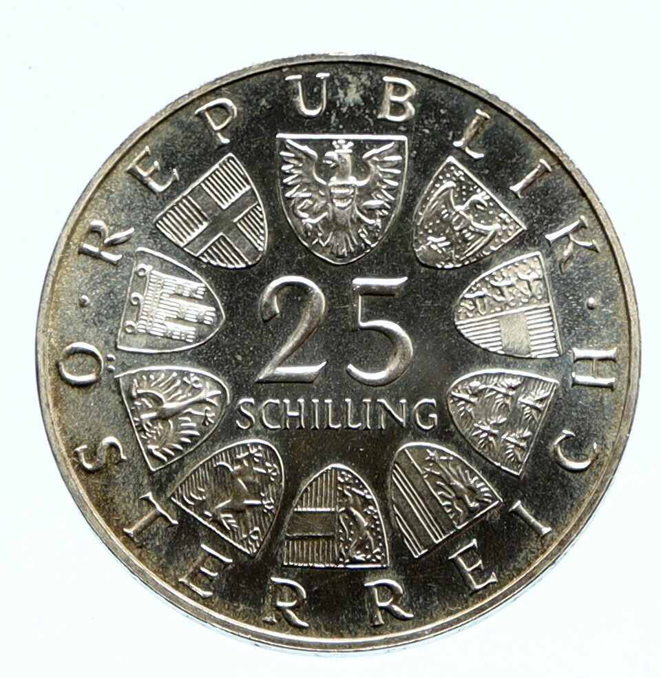 1964 AUSTRIA with Writer Franz Grillparzer PROOF Silver 25 Schilling Coin i96418