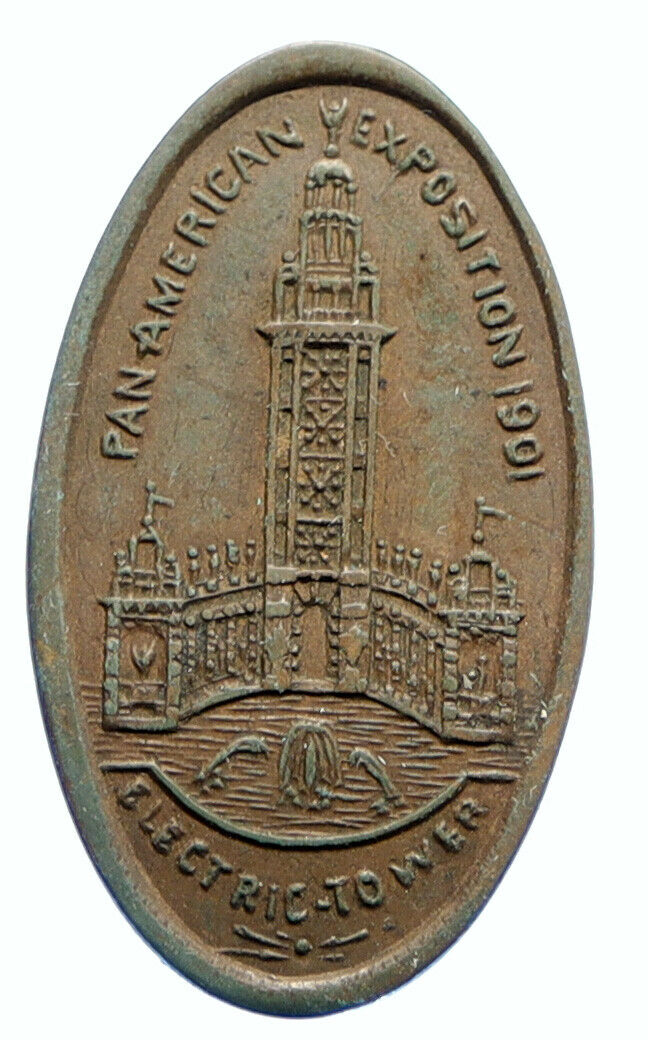 1901 USA BUFFALO New York Panama Pacific WORLD EXPO Elongated Penny Medal i96415