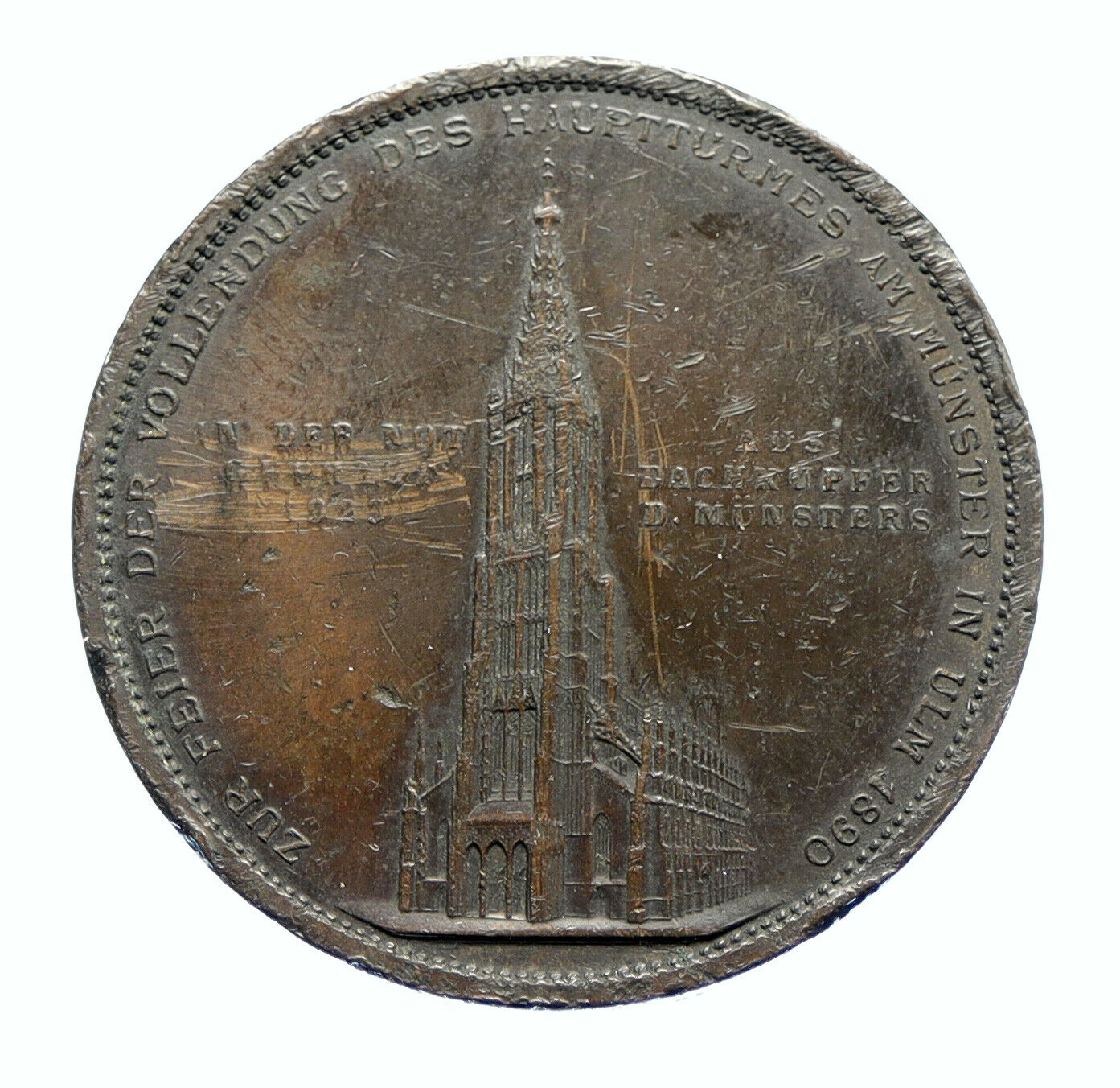 1923 GERMANY German States ULM CATHEDRAL Free City ANTIQUE VINTAGE Medal i96474