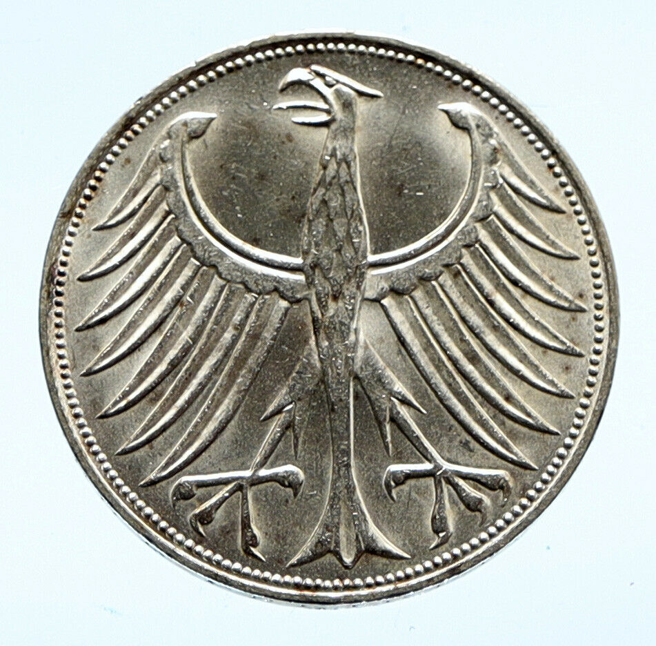 1972 D GERMANY Vintage Winged Eagle OLD German Large 5 Mark Silver Coin i96469