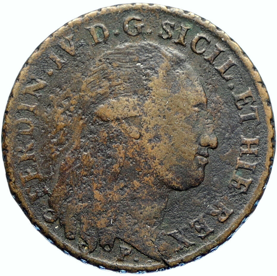 1796 ITALY Italian States NAPLES King Ferdinand IV (I) OLD 8 Tornesi Coin i97362