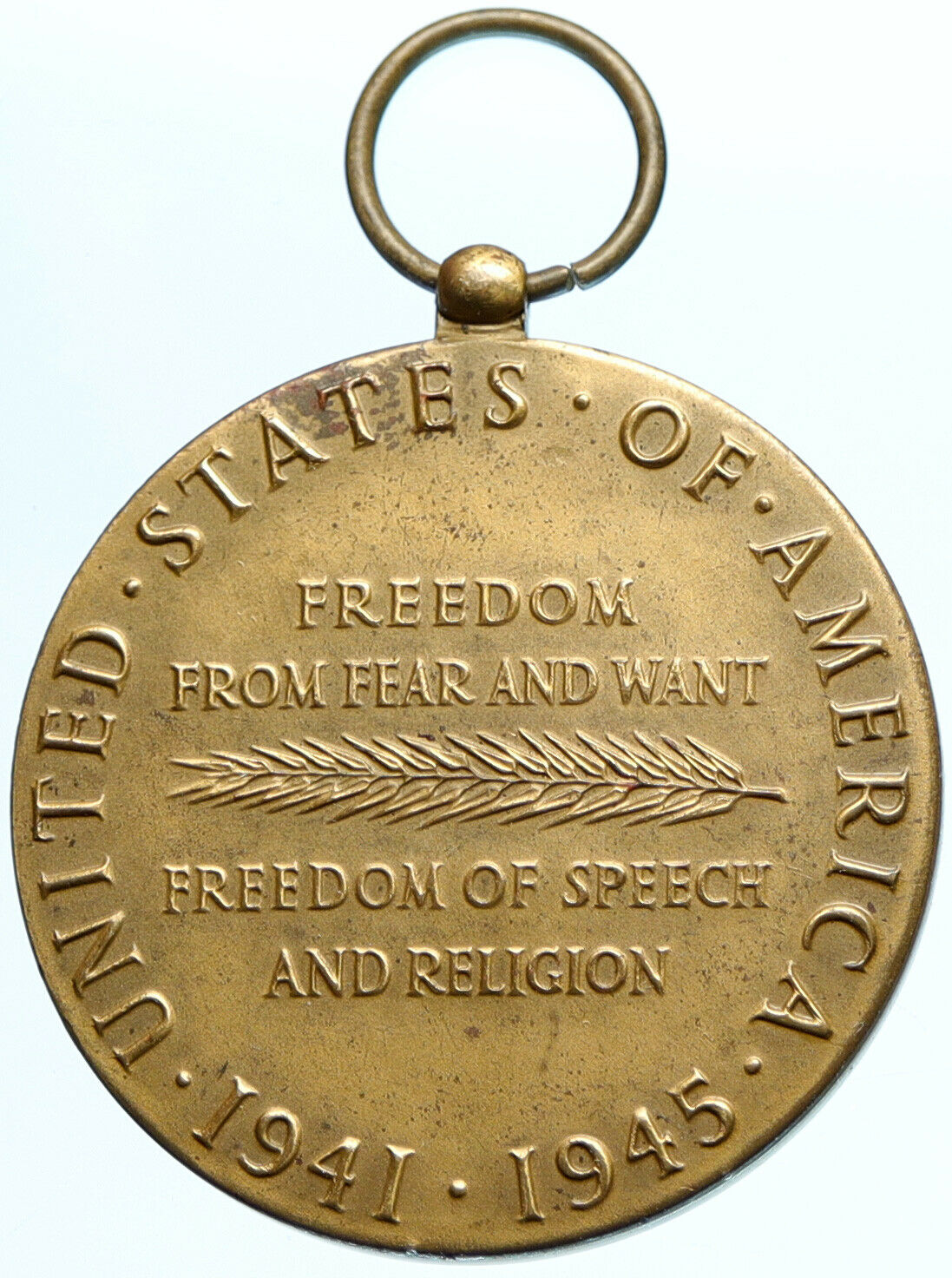 1945 UNITED STATES Freedom of Speech Religion WORLD WAR WWII OLD Medal i97218