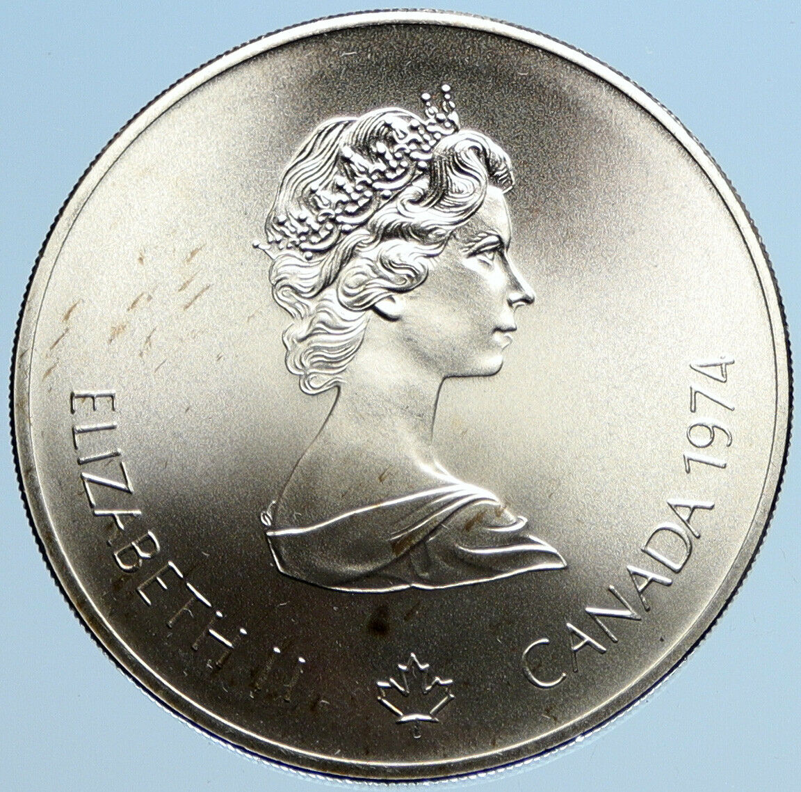 1974 CANADA Queen Elizabeth II Olympics Montreal Native BU Silver $5 Coin i97865