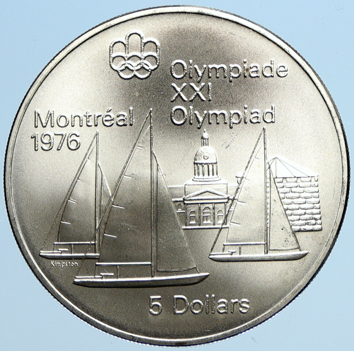 1973 CANADA UK Elizabeth II Olympics Montreal Sailing BU Silver 5 Coin i97866