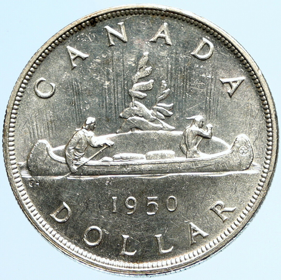 1950 CANADA with UK King George VI Voyagers Genuine Silver Dollar Coin i97870