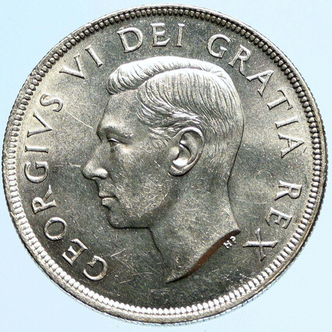 1950 CANADA with UK King George VI Voyagers Genuine Silver Dollar Coin i97870