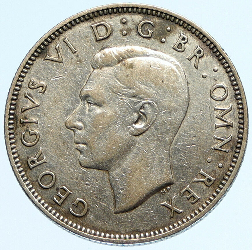 1941 United Kingdom UK Great Britain GEORGE VI w Crown Silver Florin Coin i97168
