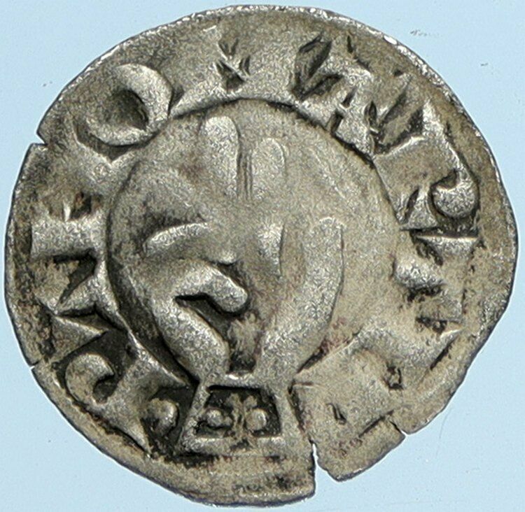 1200AD FRANCE Archbishopric BESANCON Antique Silver Denier Medieval Coin i97601