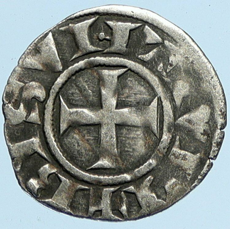 1200AD FRANCE Archbishopric BESANCON Antique Silver Denier Medieval Coin i97603