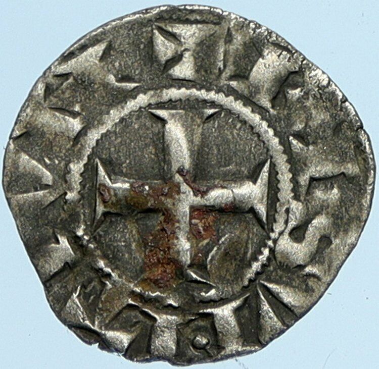 1200AD FRANCE Archbishopric BESANCON Antique Silver Denier Medieval Coin i97600