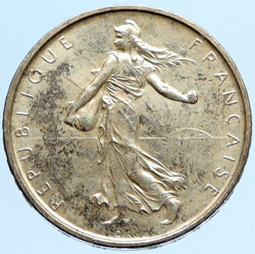 1962 FRANCE La Semeuse French SOWER WOMAN Old LARGE Silver 5 Francs Coin i97312