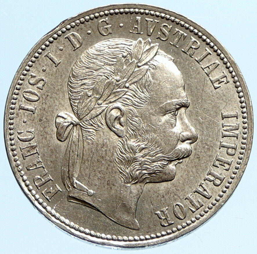 1888 AUSTRIA King FRANZ JOSEPH I Vintage OLD Antique Silver Florin Coin i97303