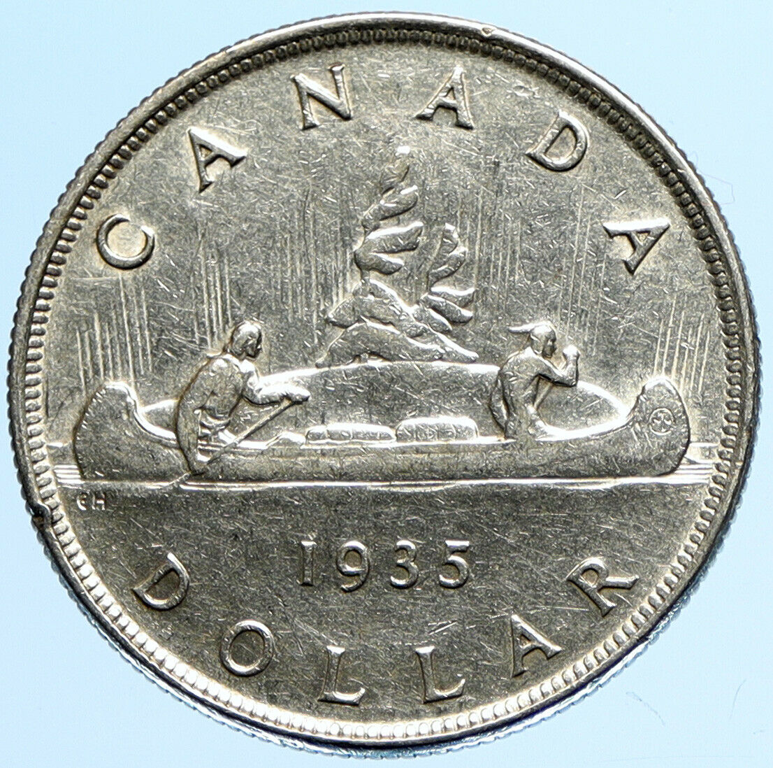 1935 CANADA under UK King GEORGE V Voyagers ANTIQUE Silver Dollar Coin i97778