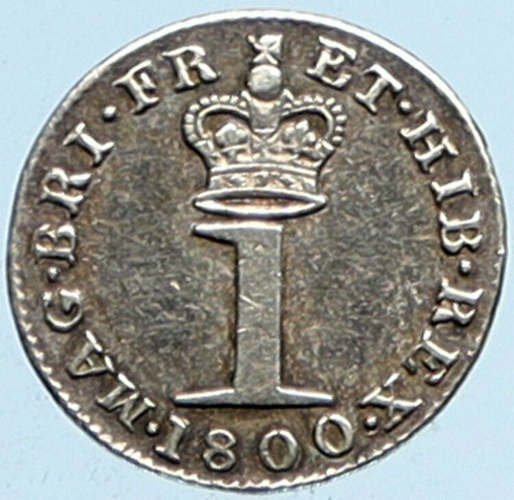 1800 UK Great Britain United Kingdom KING GEORGE III Silver Penny Coin i97611