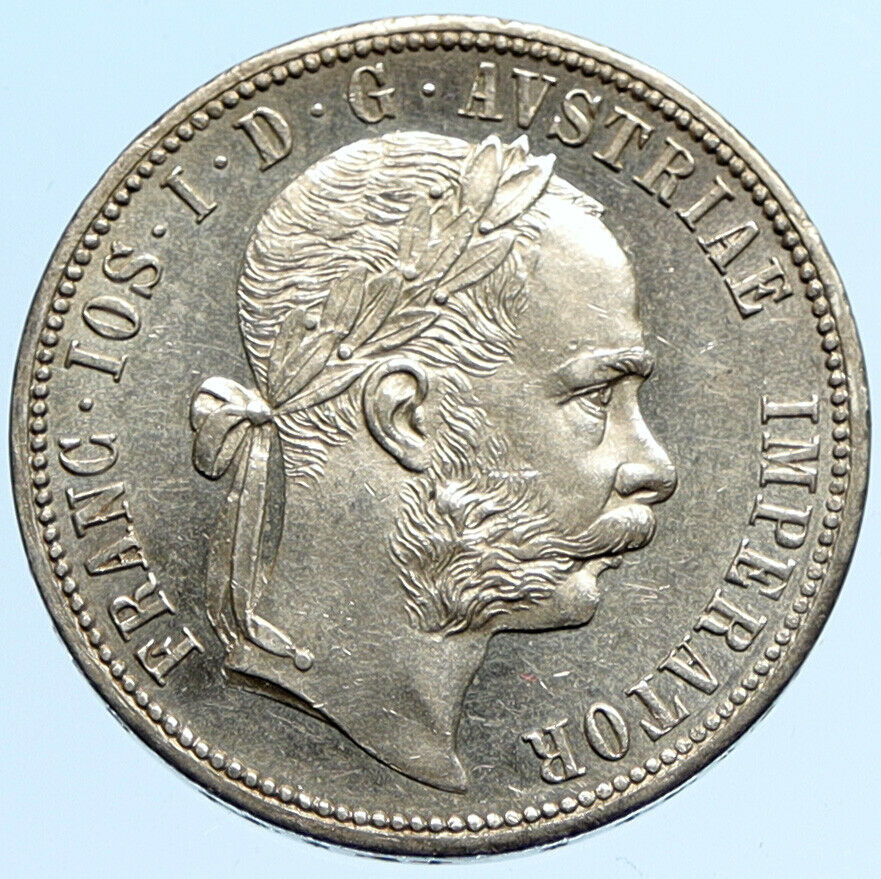 1878 AUSTRIA King FRANZ JOSEPH I Vintage Antique OLD Silver Florin Coin i97299